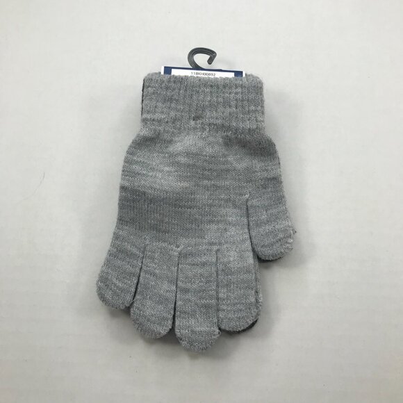 2 Pair Pack Winter Essentials Boys One Size Black Skull Gray Plain Gloves New - Picture 2 of 8